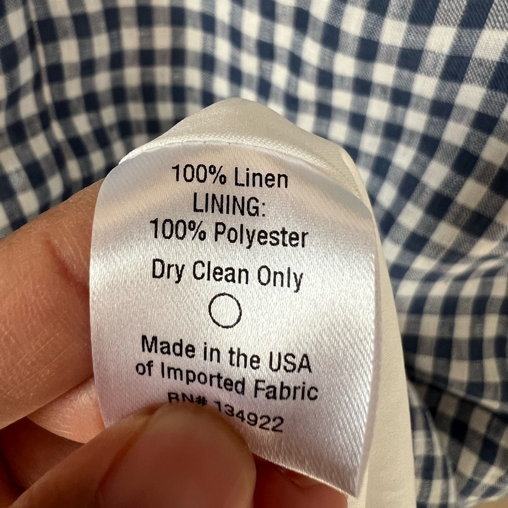 Emerson Fry 100% Linen Gingham Gathered Sleeve Dress - Picture 9 of 14